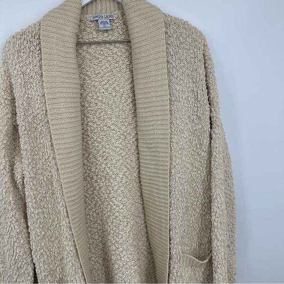 Vintage Style Cream Sweater Cardigan Size Large Boho Fall Cozy Soft Baggy - Picture 4 of 8